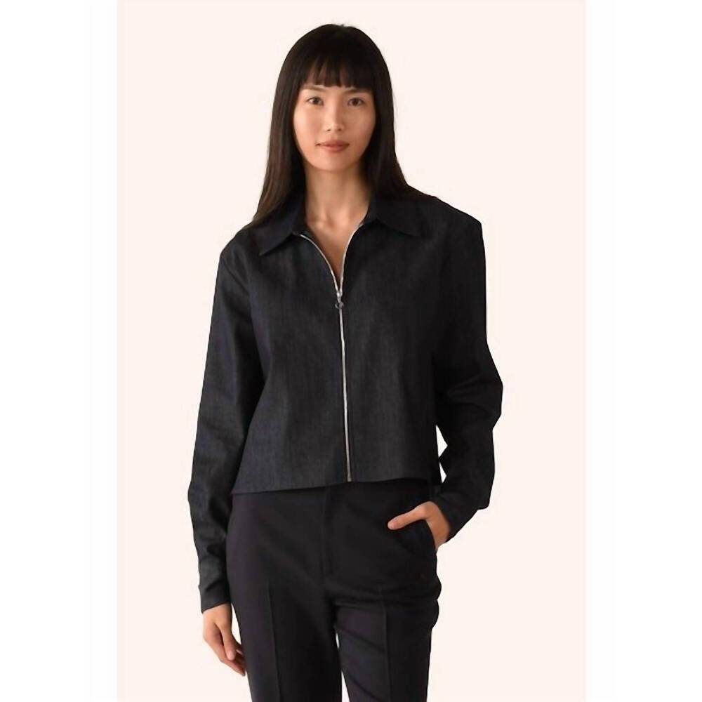 NEW CISSA zipper raw denim shirt in dark
